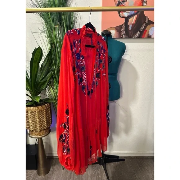 Free People Embroidered & Beaded Tunic Dress - Size Medium - Picture 3 of 14